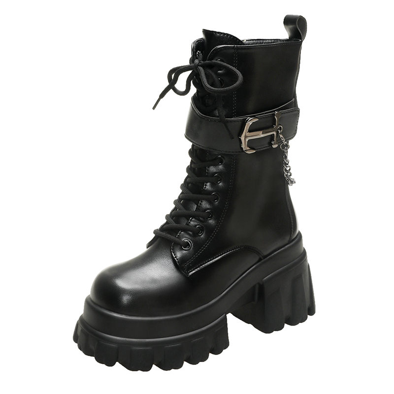 11cm Woman Hidden Wedges Boots - Sewing Latex ulasan dan harga