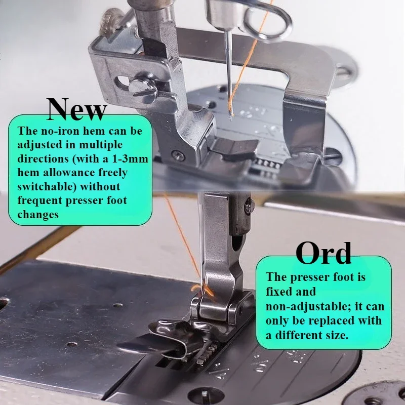 Adjustable No-Iron Hemmer Foot - Textile Sewing Machine ulasan dan harga